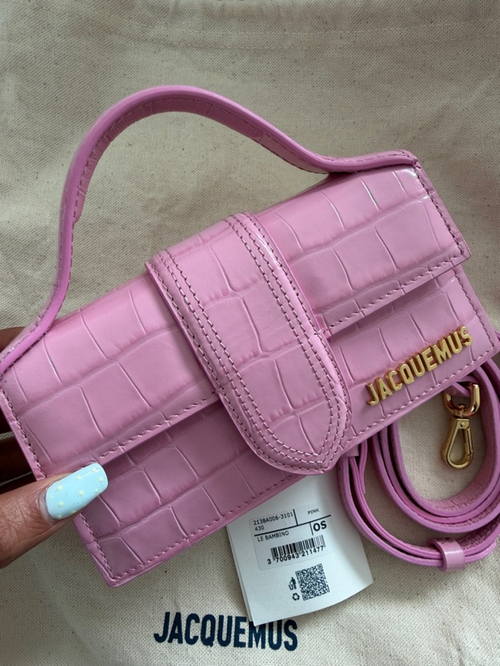 Jacquemus Le Bambino Pink Croc with Gold Hardware - Picture 3 of 4